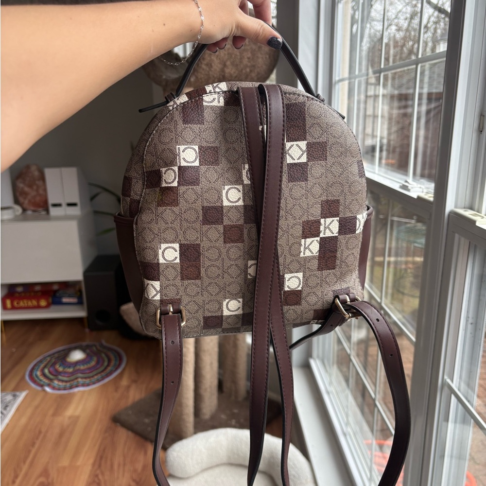 Calvin Klein Brown Logo Patchwork Backpack - image 2